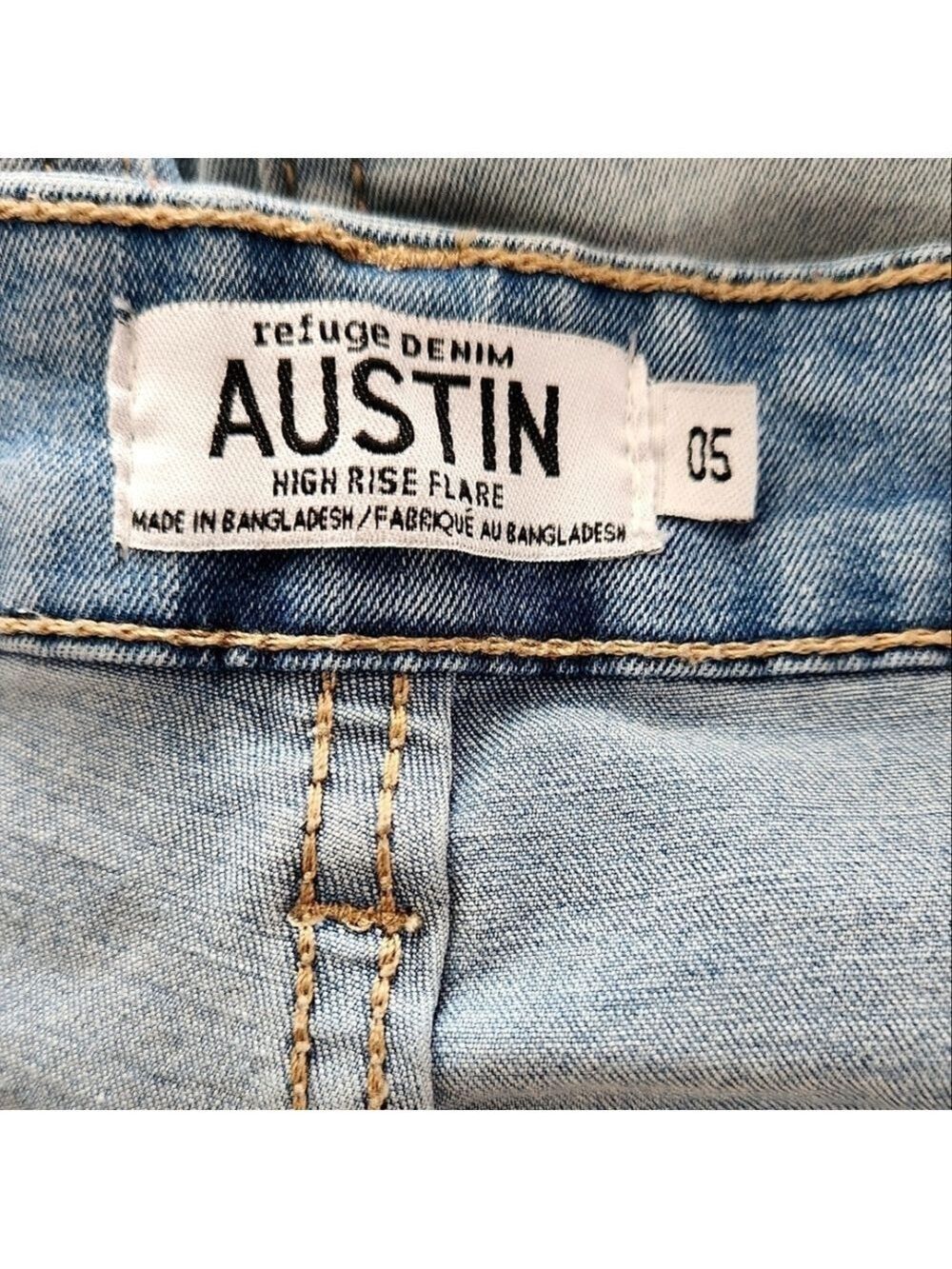Refuge Denim High Rise Flare AUSTIN Jeans Medium Wash Faded Denim - Picture 10 of 12